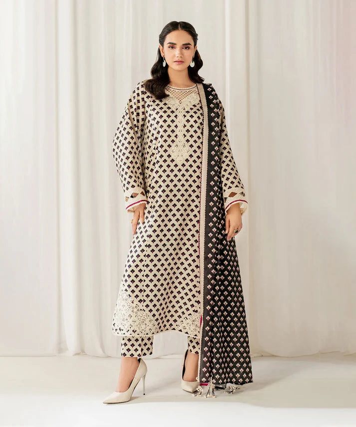 Boroque Premium Bana Dora Digital Karandi 3-Piece Suit [Unstitched]