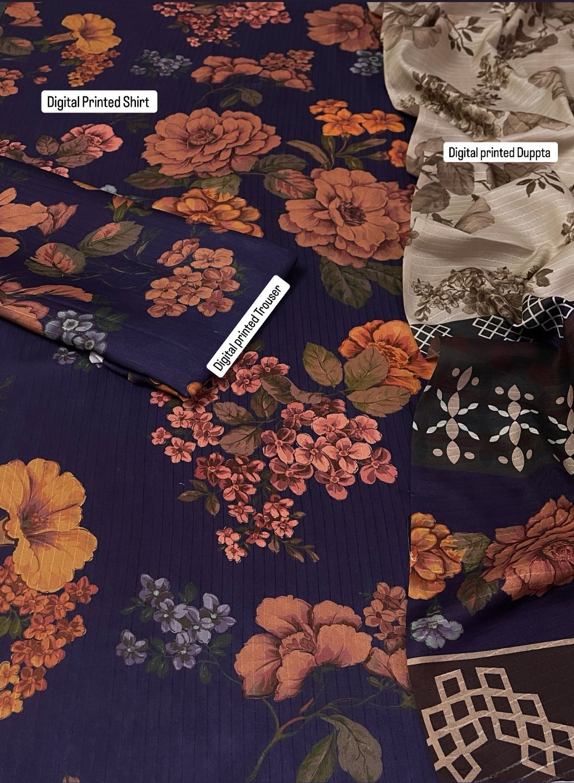 Boroque Premium Bana Dora Digital Karandi 3-Piece Suit [Unstitched]