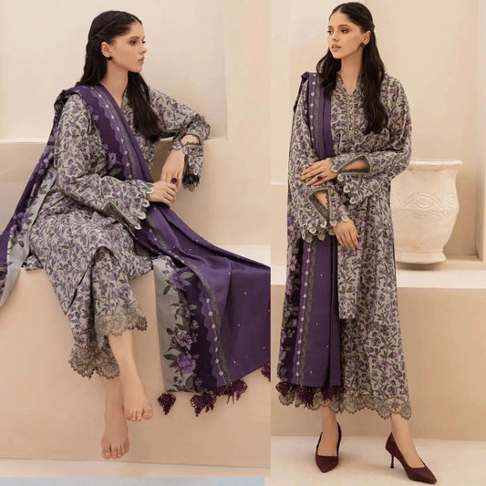 Boroque Premium Bana Dora Digital Karandi 3-Piece Suit [Unstitched]