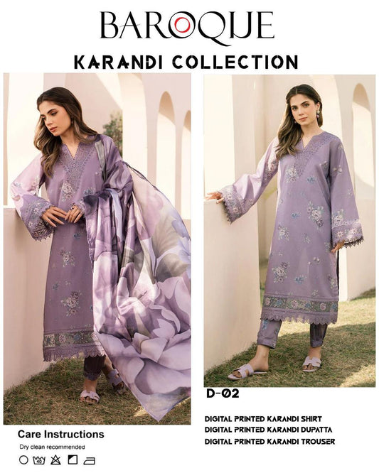 Boroque Premium Bana Dora Digital Karandi 3-Piece Suit [Unstitched]