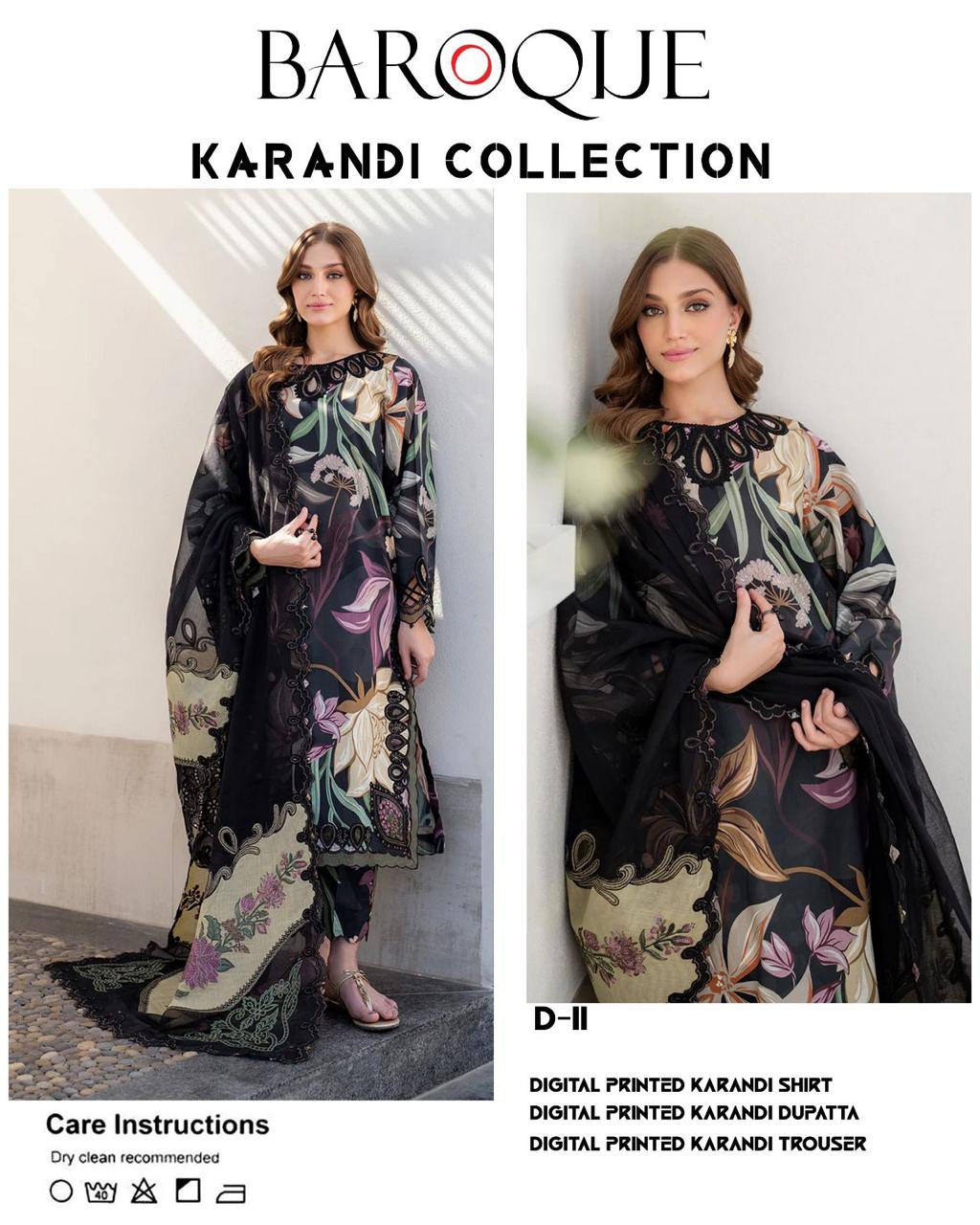 Boroque Premium Bana Dora Digital Karandi 3-Piece Suit [Unstitched]