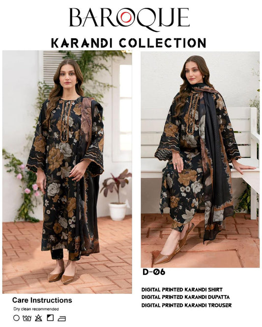 Boroque Premium Bana Dora Digital Karandi 3-Piece Suit [Unstitched]