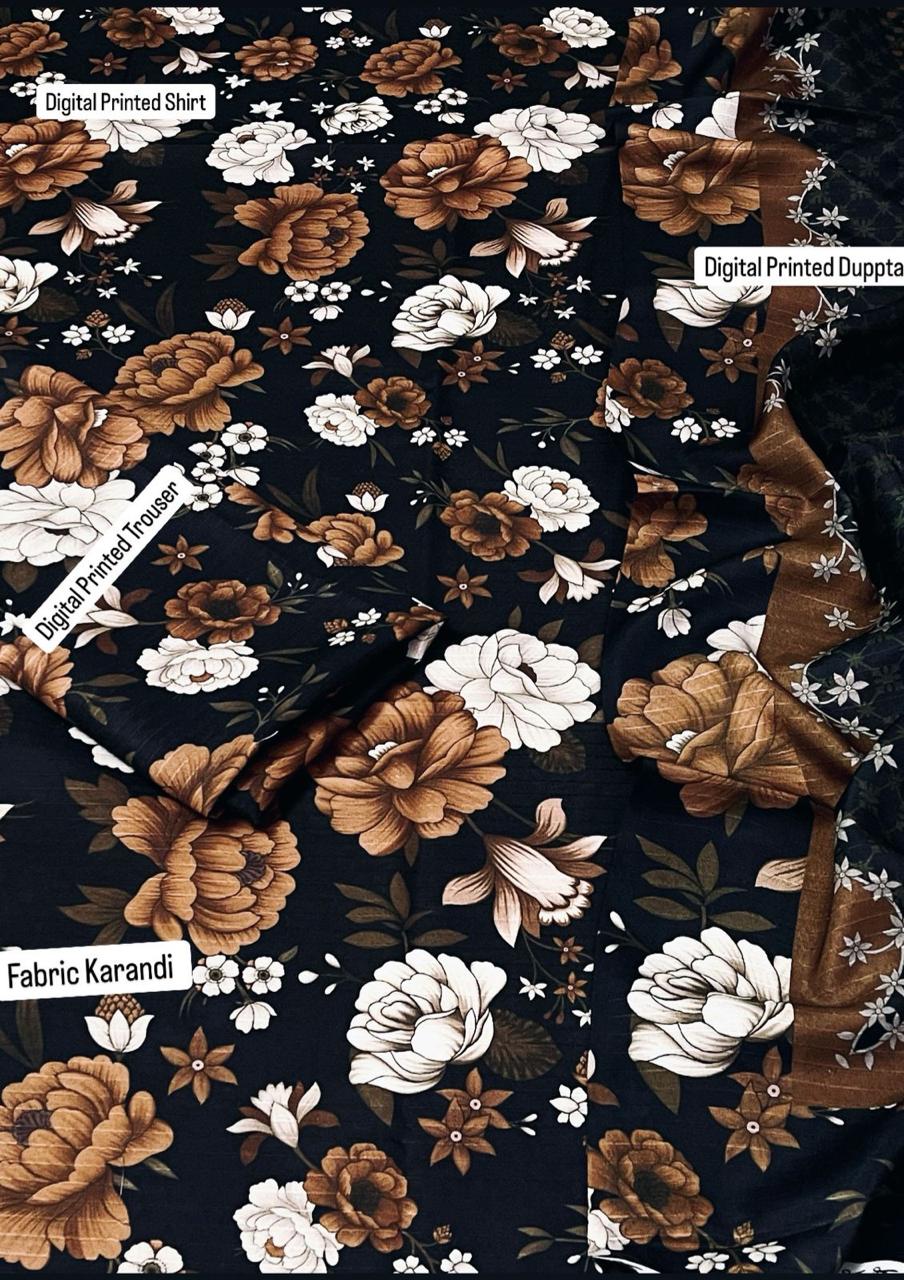 Boroque Premium Bana Dora Digital Karandi 3-Piece Suit [Unstitched]