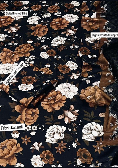 Boroque Premium Bana Dora Digital Karandi 3-Piece Suit [Unstitched]