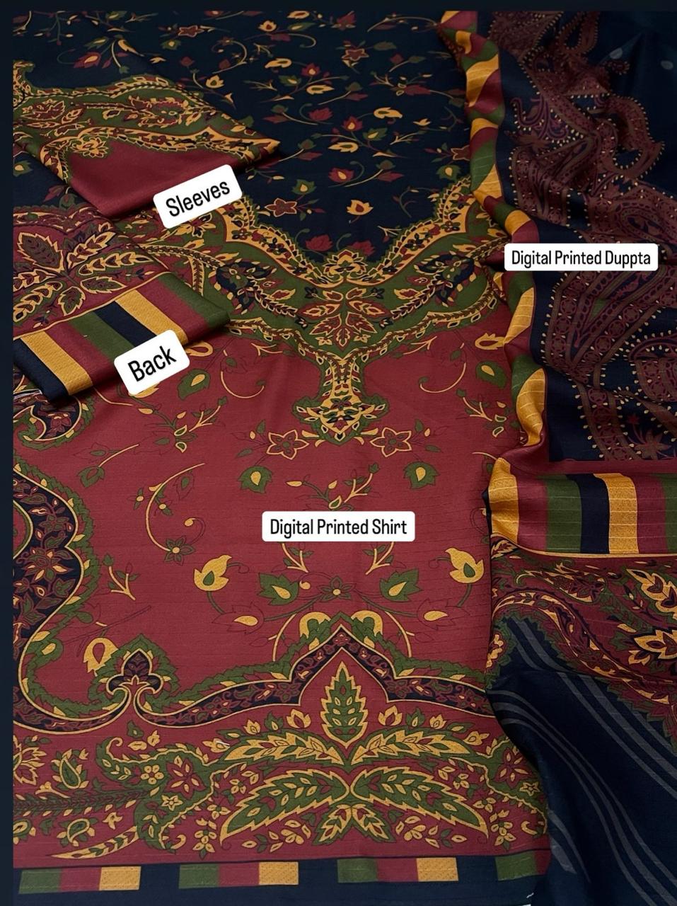 Boroque Premium Bana Dora Digital Karandi 3-Piece Suit [Unstitched]