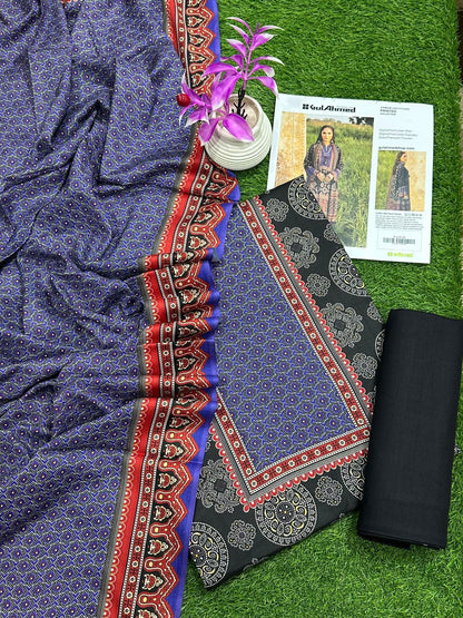 Gul-Ahmed Premium Printed Linen 3-Piece Suit [Unstitched]