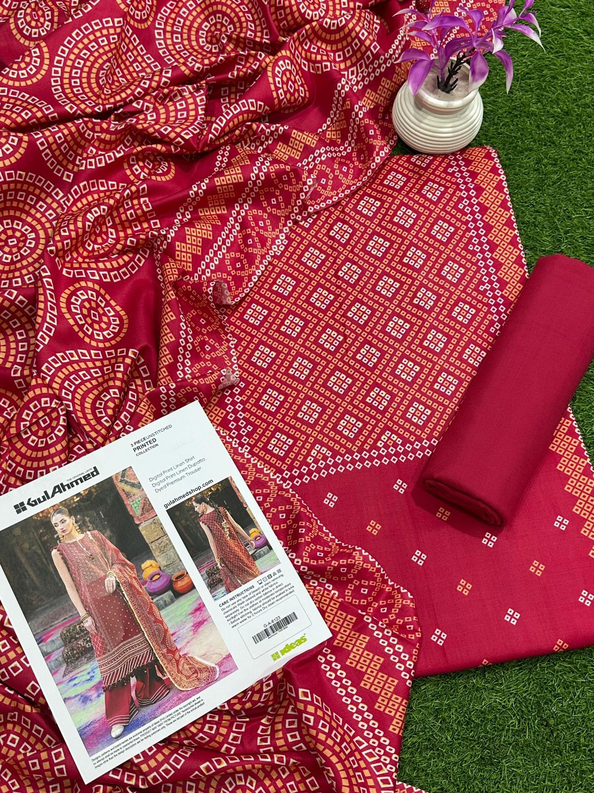 Gul-Ahmed Premium Printed Linen 3-Piece Suit [Unstitched]
