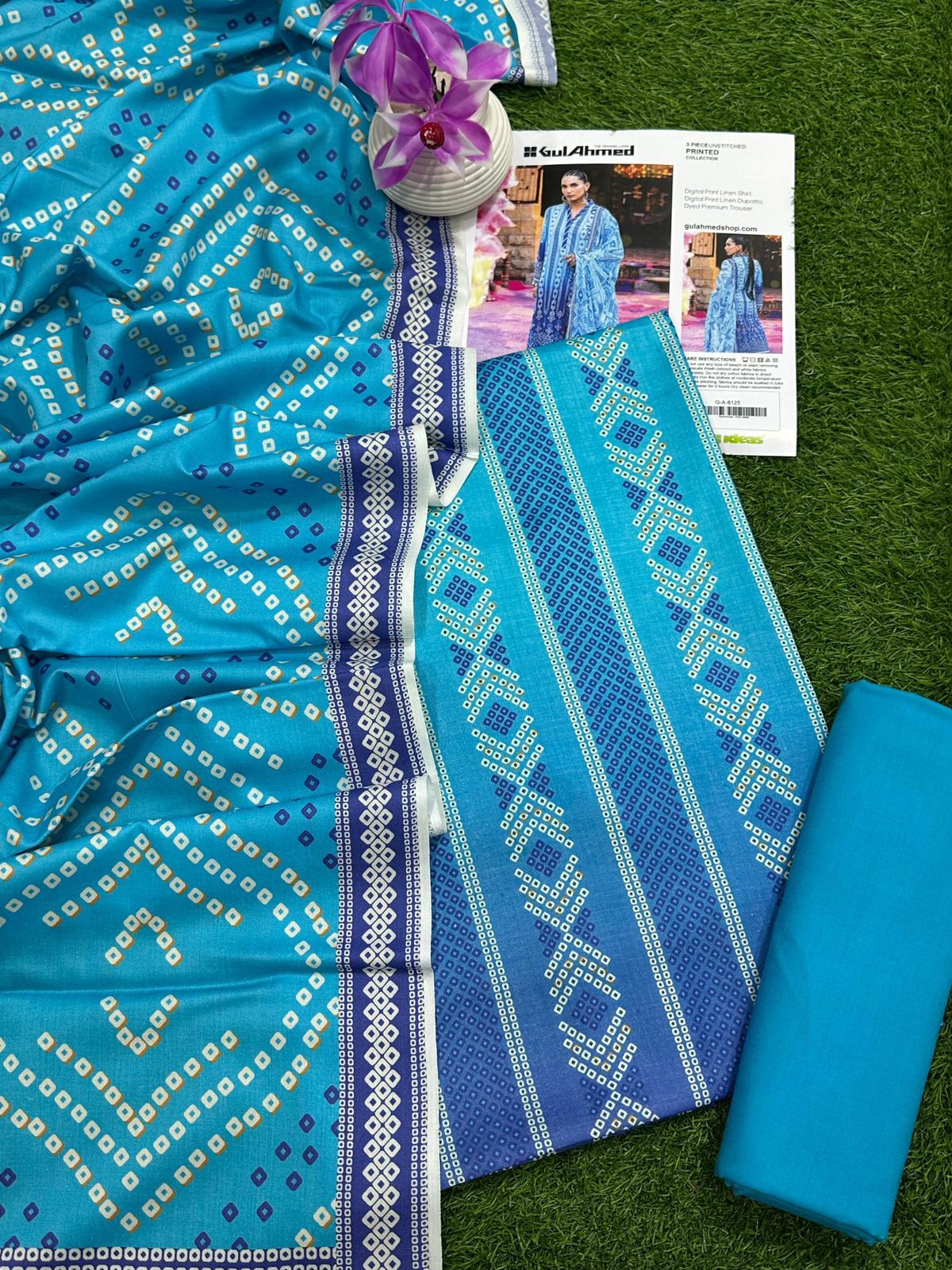 Gul-Ahmed Premium Printed Linen 3-Piece Suit [Unstitched]