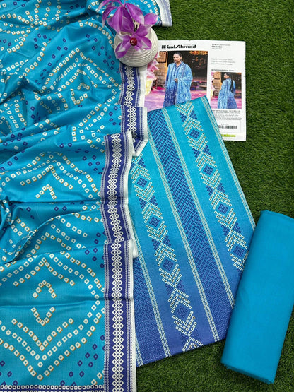 Gul-Ahmed Premium Printed Linen 3-Piece Suit [Unstitched]