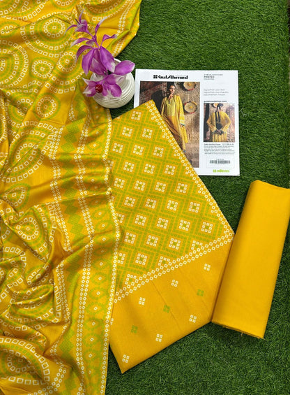 Gul-Ahmed Premium Printed Linen 3-Piece Suit [Unstitched]