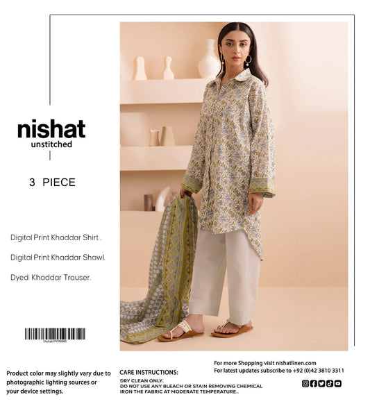 Nishat Premium Printed Khaddar 3-Piece Suit [Unstitched]