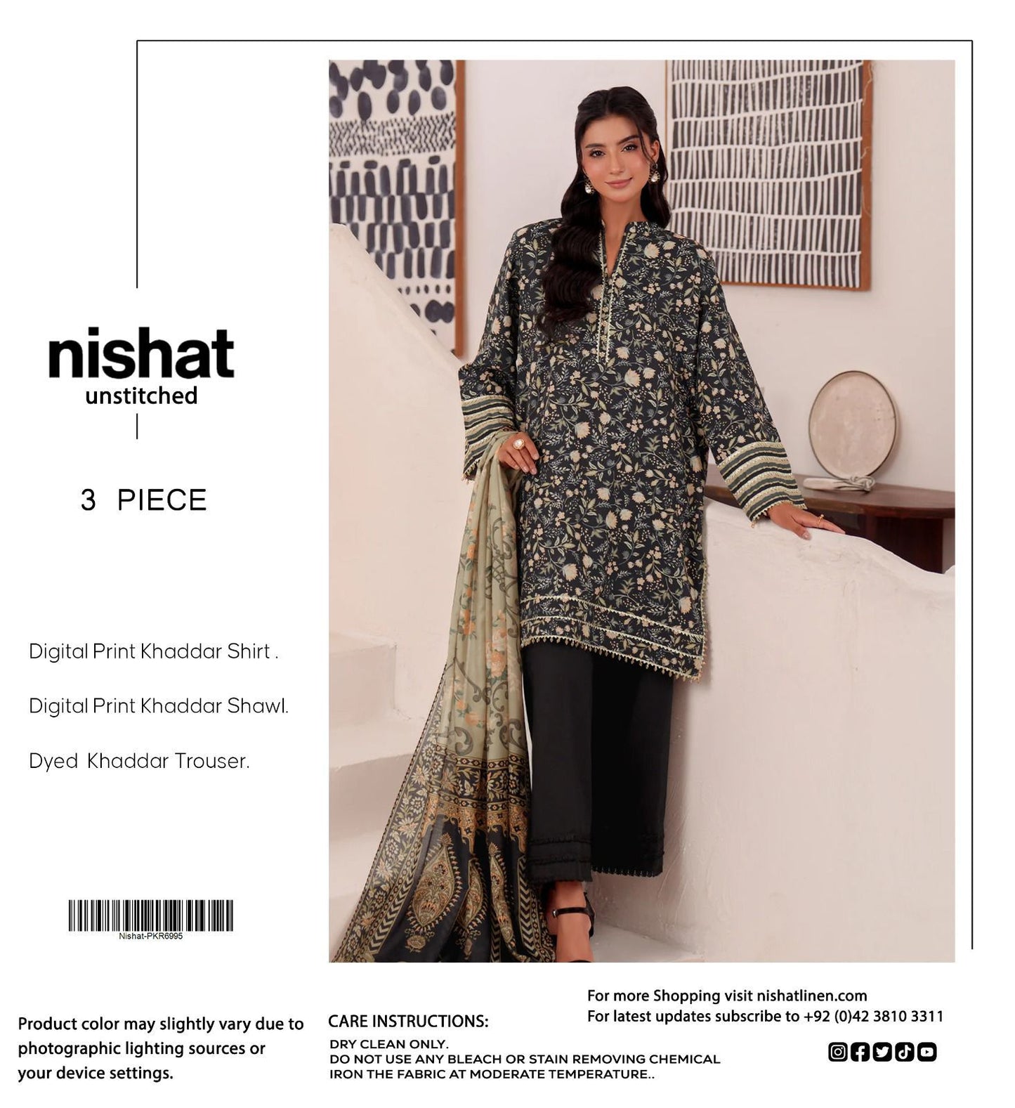 Nishat Premium Printed Khaddar 3-Piece Suit [Unstitched]