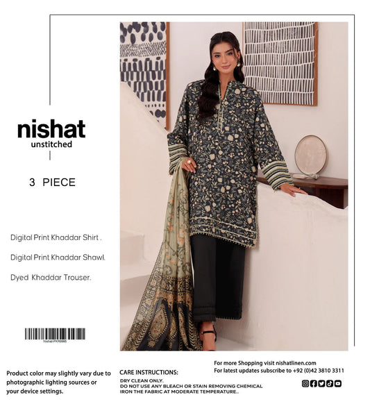 Nishat Premium Printed Khaddar 3-Piece Suit [Unstitched]