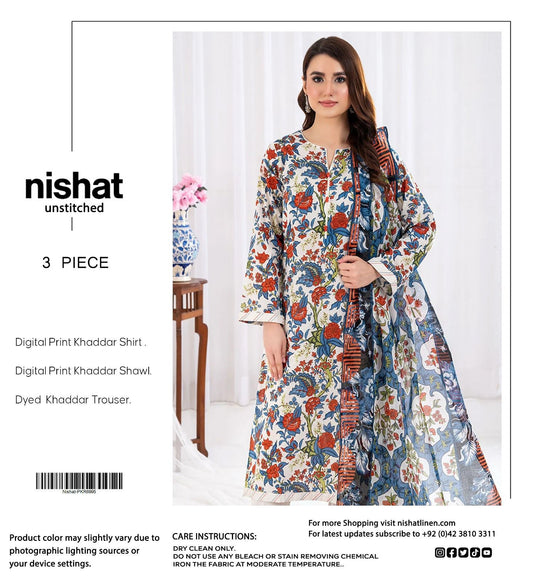 Nishat Premium Printed Khaddar 3-Piece Suit [Unstitched]