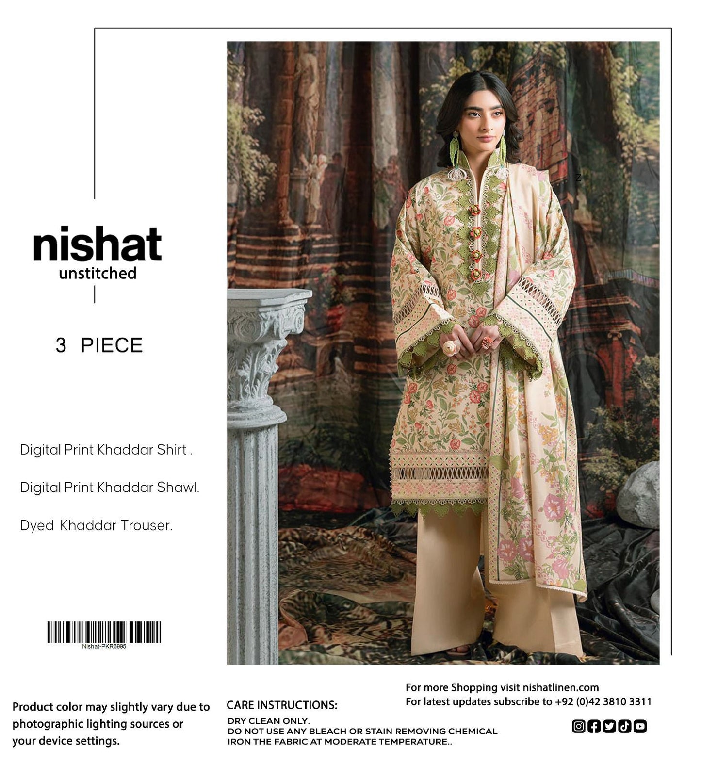 Nishat Premium Printed Khaddar 3-Piece Suit [Unstitched]