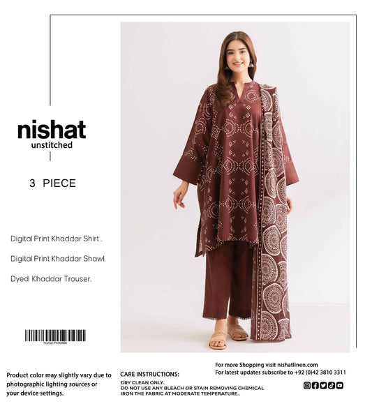 Nishat Premium Printed Khaddar 3-Piece Suit [Unstitched]