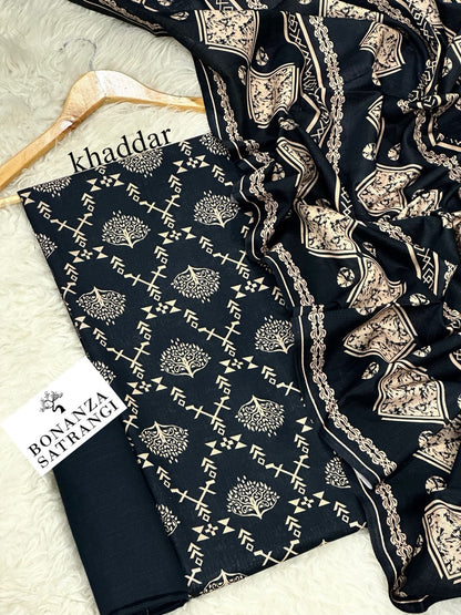 Bonanza Premium Printed Khaddar 3-Piece Suit [Unstitched]