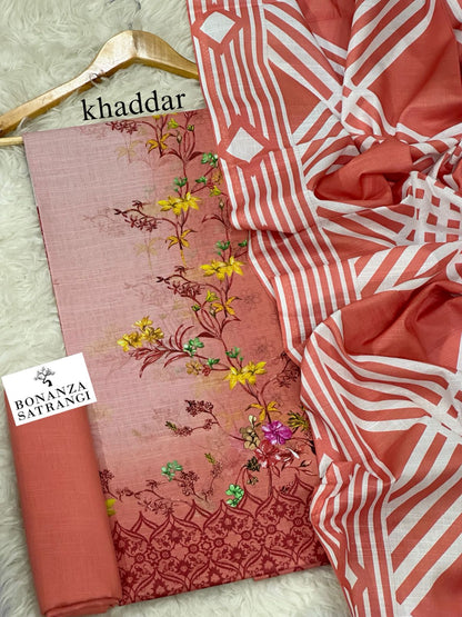 Bonanza Premium Printed Khaddar 3-Piece Suit [Unstitched]