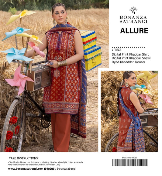 Bonanza Premium Printed Khaddar 3-Piece Suit [Unstitched]