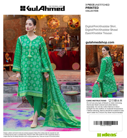 Gul-Ahmed Premium Printed Khaddar 3-Piece Suit [Unstitched]