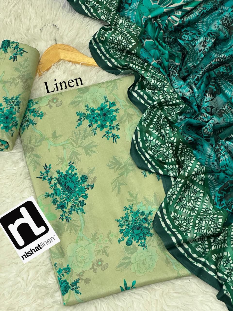 Nishat Premium Printed Linen 3-Piece Suit [Unstitched]