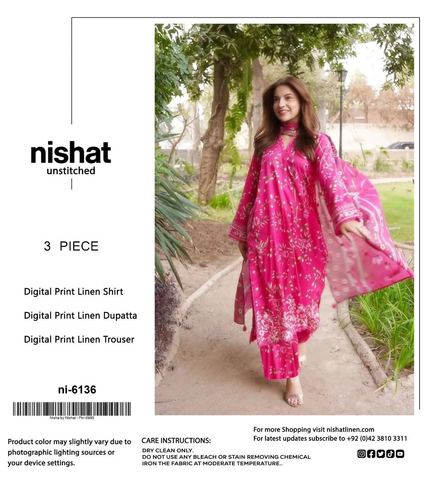 Nishat Premium Printed Linen 3-Piece Suit [Unstitched]