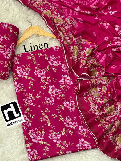 Nishat Premium Printed Linen 3-Piece Suit [Unstitched]