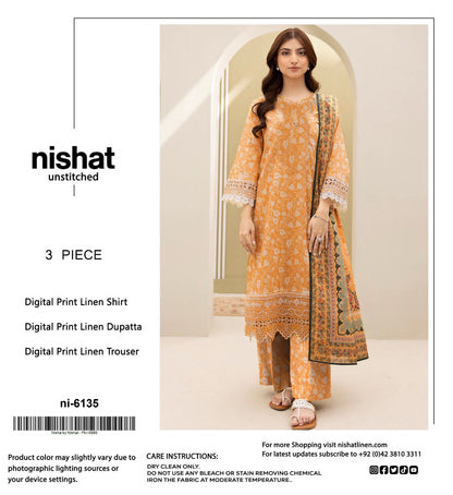Nishat Premium Printed Linen 3-Piece Suit [Unstitched]