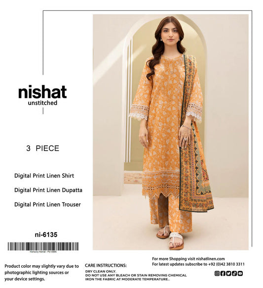 Nishat Premium Printed Linen 3-Piece Suit [Unstitched]