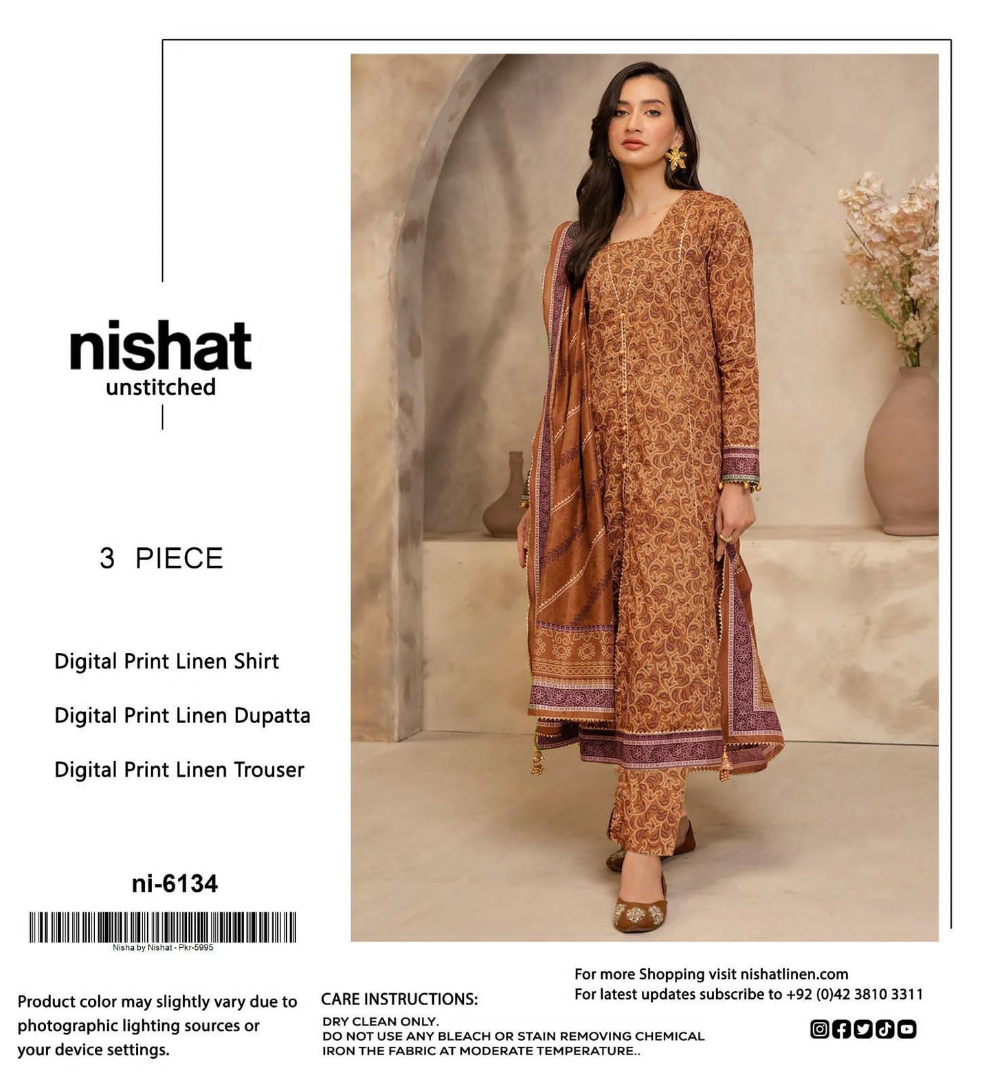 Nishat Premium Printed Linen 3-Piece Suit [Unstitched]