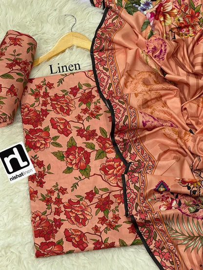 Nishat Premium Printed Linen 3-Piece Suit [Unstitched]