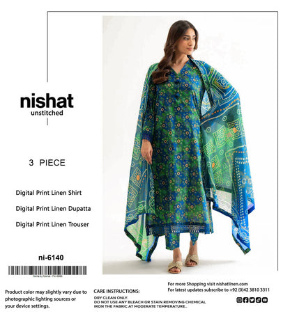 Nishat Premium Printed Linen 3-Piece Suit [Unstitched]