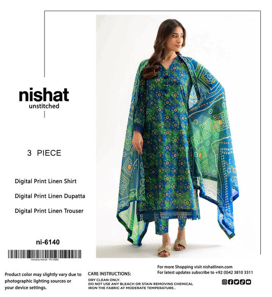Nishat Premium Printed Linen 3-Piece Suit [Unstitched]