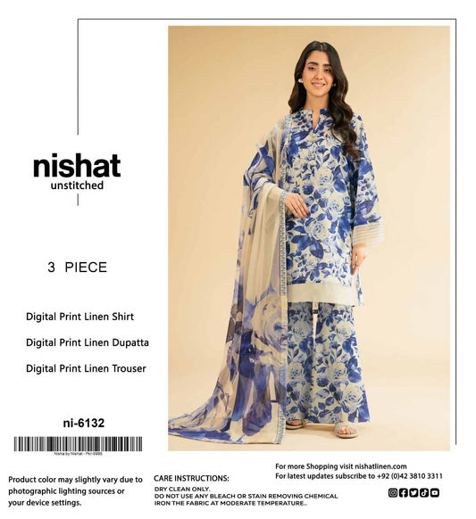 Nishat Premium Printed Linen 3-Piece Suit [Unstitched]