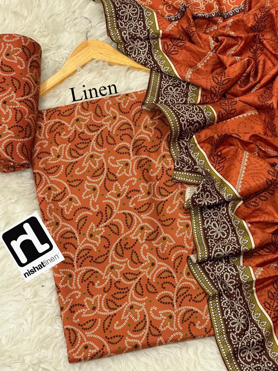 Nishat Premium Printed Linen 3-Piece Suit [Unstitched]