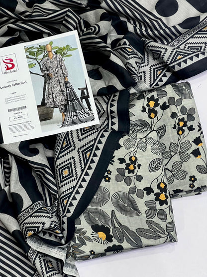 Bin Saeed Premium Printed Khaddar 3-Piece Suit [Unstitched]