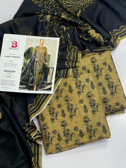 Bin Saeed Premium Printed Khaddar 3-Piece Suit [Unstitched]
