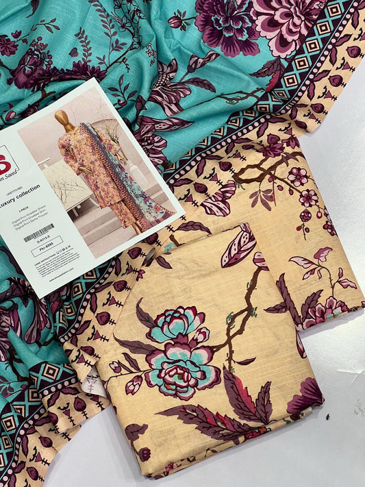 Bin Saeed Premium Printed Khaddar 3-Piece Suit [Unstitched]