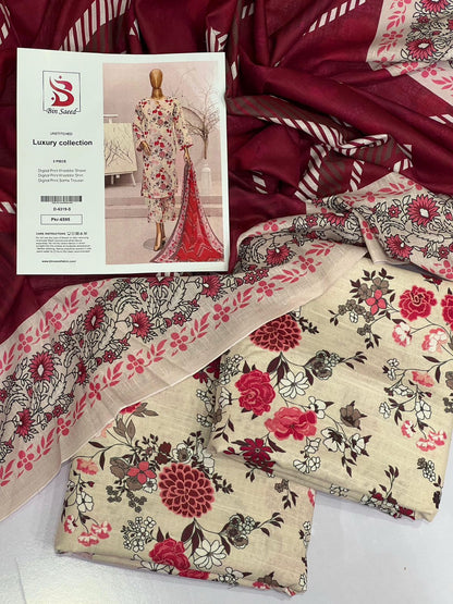 Bin Saeed Premium Printed Khaddar 3-Piece Suit [Unstitched]